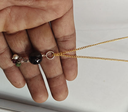 Silver Gold Plated Necklace 8MM Round Black Onyx Gemstone