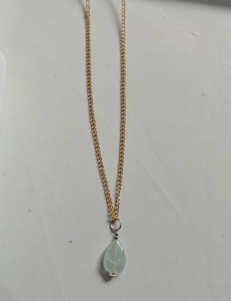 Handmade 925 Sterling Silver Gold Plated Necklace 8MM Round Shape Prehnite Cut Gemstone Drilled Set Necklace Anniversary Gift For Women Necklace