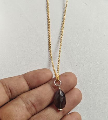 925 Sterling Silver Gold Plated Necklace 8MM Oval Shape Smoky Quartz Cut Gemstone Drilled Set Necklace Anniversary Gift For Women Necklace