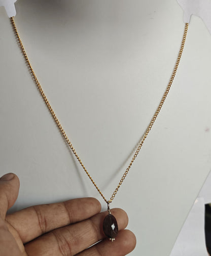 925 Sterling Silver Gold Plated Necklace 8MM Oval Shape Smoky Quartz Cut Gemstone Drilled Set Necklace Anniversary Gift For Women Necklace