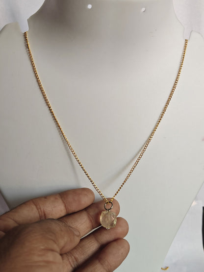 925 Sterling Silver Gold Plated Necklace 8MM Square Shape Lemon Quartz Cut Gemstone Drilled Set Necklace Anniversary Gift For Women Necklace