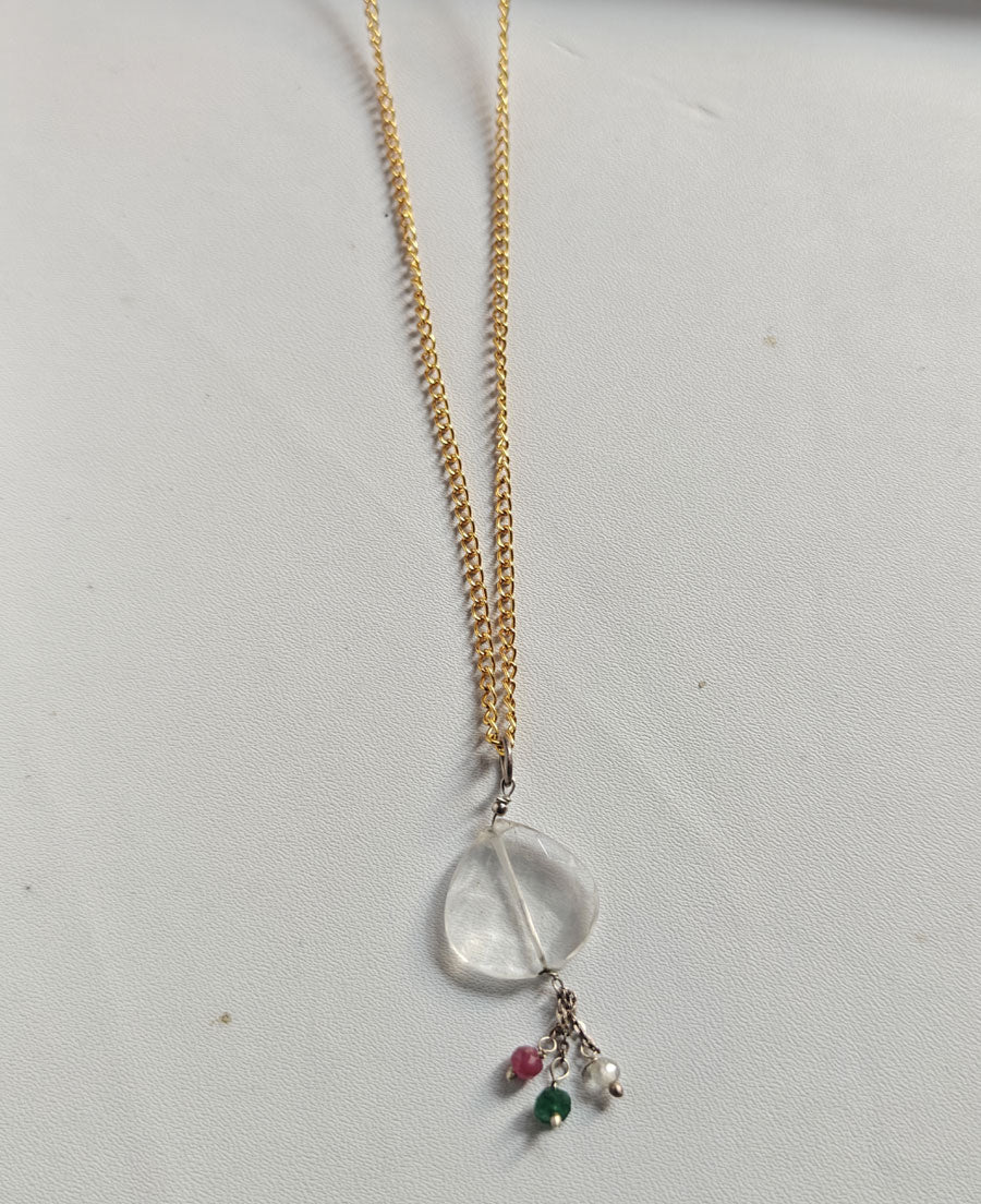 925 Sterling Silver Gold Plated Necklace 10MM Heart Shape Rose Cristal Cut Gemstone Drilled Set Necklace Anniversary Gift For Women Necklace