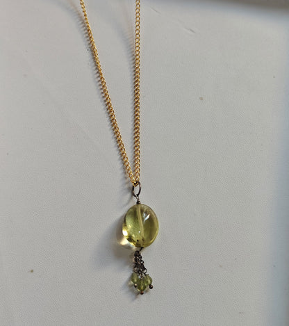 925 Sterling Silver Gold Plated Necklace 10MM Oval Shape Lemon Quartz Gemstone Drilled Set Necklace Anniversary Gift For Women Necklace