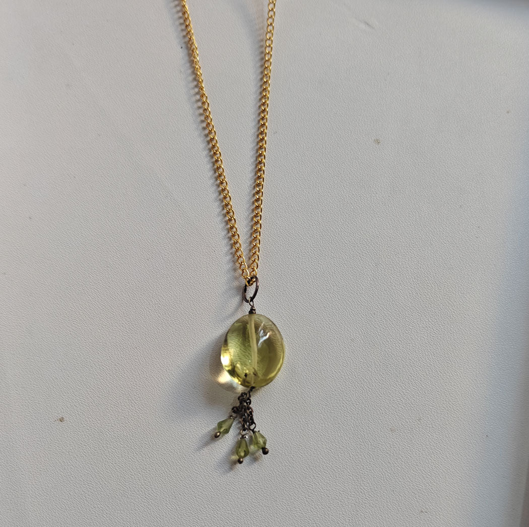 925 Sterling Silver Gold Plated Necklace 10MM Oval Shape Lemon Quartz Gemstone Drilled Set Necklace Anniversary Gift For Women Necklace