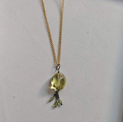 925 Sterling Silver Gold Plated Necklace 10MM Oval Shape Lemon Quartz Gemstone Drilled Set Necklace Anniversary Gift For Women Necklace