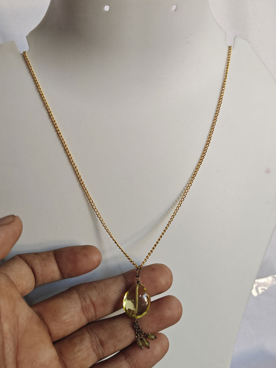 925 Sterling Silver Gold Plated Necklace 10MM Oval Shape Lemon Quartz Gemstone Drilled Set Necklace Anniversary Gift For Women Necklace