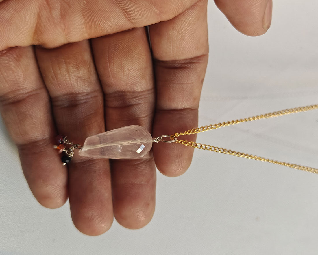 925 Sterling Silver Gold Plated Necklace 10MM Balan Shape Rose Quartz Cut Gemstone Drilled Set Necklace Anniversary Gift For Women Necklace