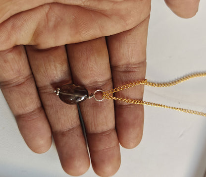 925 Sterling Silver Gold Plated Necklace 10MM Oval Shape Smoky Quartz Cut Gemstone Drilled Set Necklace Anniversary Gift For Women Necklace
