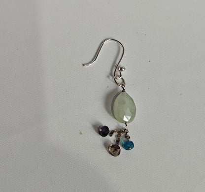 Handmade 925 Sterling Silver Dangle Pair Earrings Pear 10MM Prehnite Cut Gemstone Earring Drilled Set For Women or Girls Jewelry