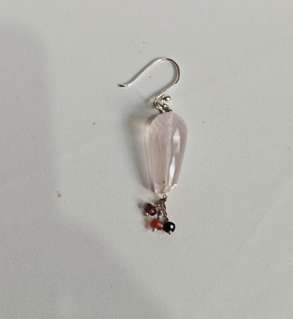 Handmade 925 Sterling Silver Dangle Pair Earrings Round 10MM Rose Quartz Cut Gemstone Earring Drilled Set For Women or Girls Jewelry