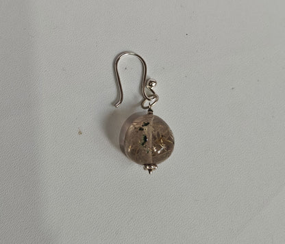 925 Sterling Silver Dangle Pair Earrings Round 10MM Rutile Quartz Gemstone Earring Drilled Set For Women or Girls Jewelry