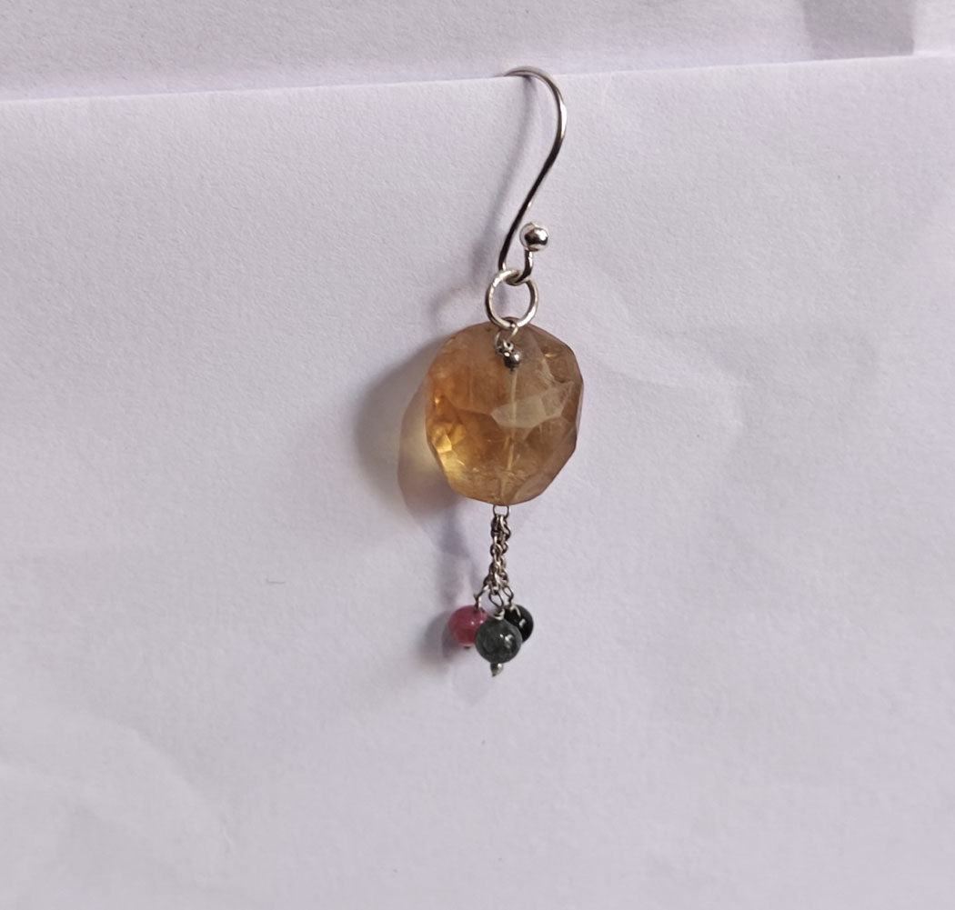 925 Sterling Silver Dangle Pair Earrings Oval 10MM Lemon Quartz Gemstone Earring Drilled Set For Women or Girl's Jewelry