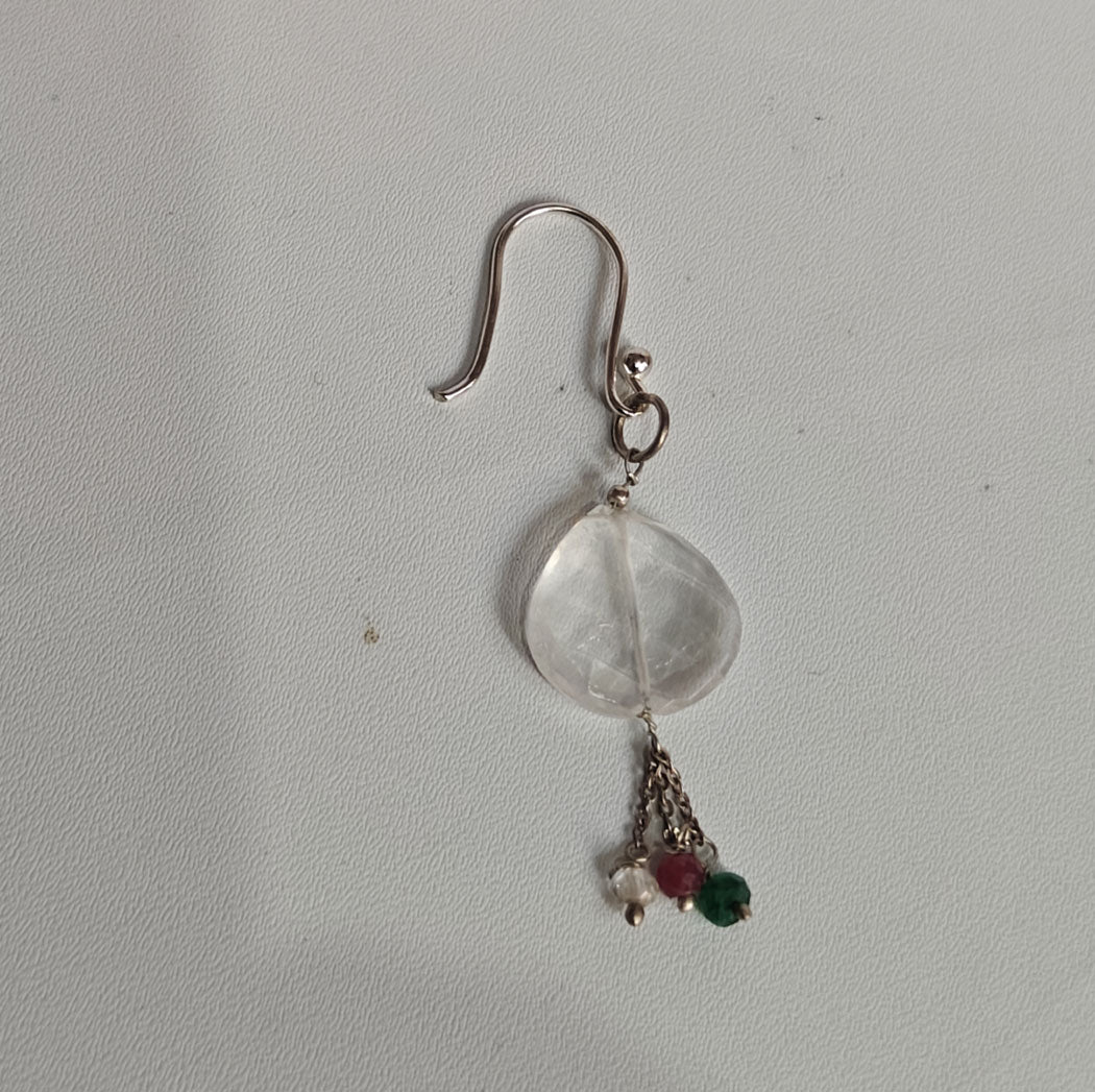 925 Sterling Silver Dangle Pair Earrings Heart 10MM Cristal Gemstone Earring Drilled Set For Women or Girl's Jewelry