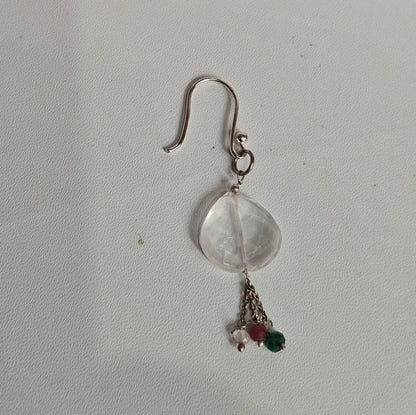 925 Sterling Silver Dangle Pair Earrings Heart 10MM Cristal Gemstone Earring Drilled Set For Women or Girl's Jewelry