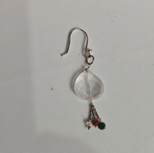 925 Sterling Silver Dangle Pair Earrings Heart 10MM Cristal Gemstone Earring Drilled Set For Women or Girl's Jewelry