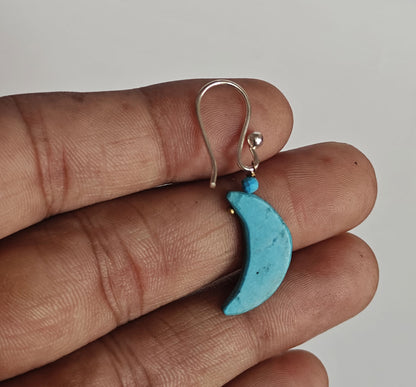 925 Sterling Silver Dangle Pair Earrings Oval 10MM Tibetan Turquoise Gemstone Earring Drilled Set For Women or Girl's Jewelry