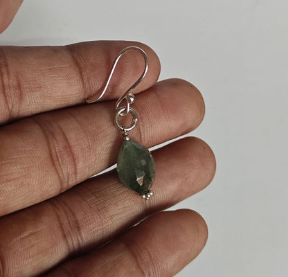 Handmade 925 Sterling Silver Dangle Pair Earrings Drop Shape 8MM Aquamarine Gemstone Earring Drilled Set For Women or Girl's Jewelry