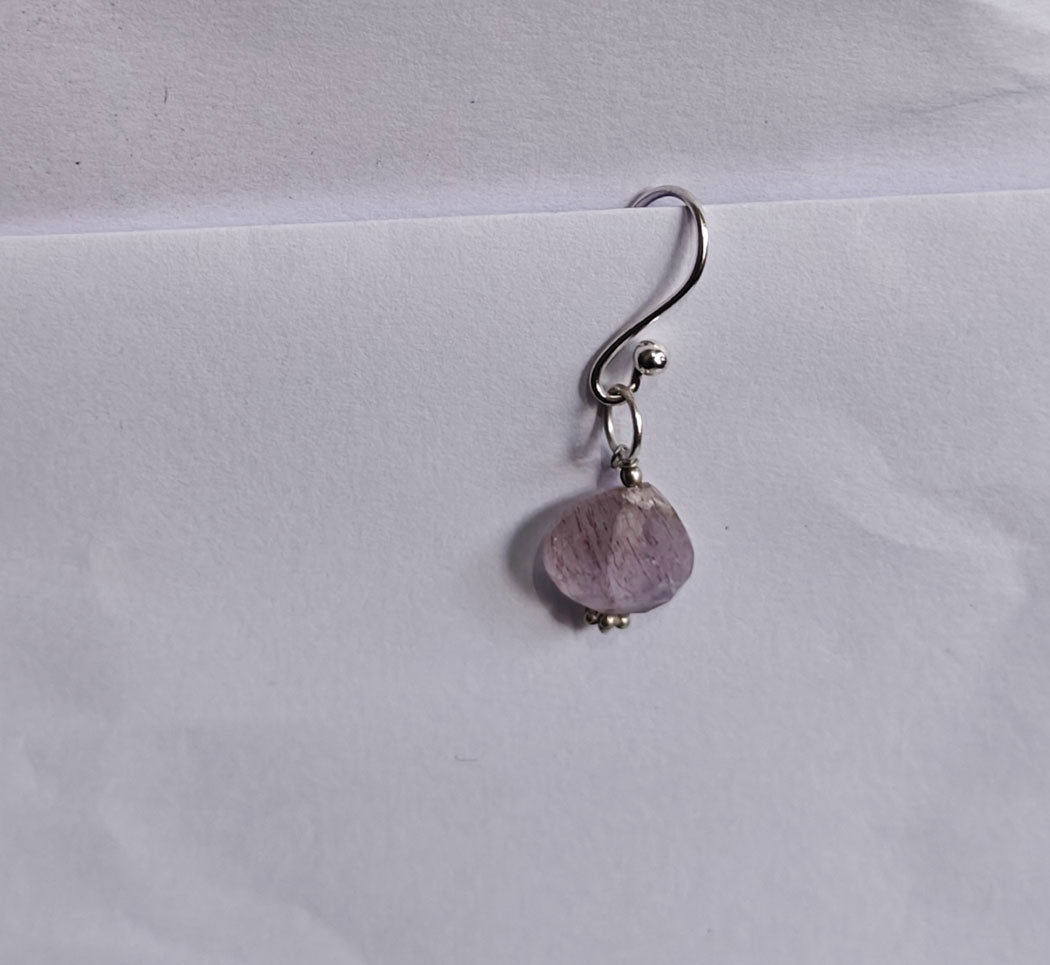 Handmade 925 Sterling Silver Dangle Pair Earrings Heart Shape 8MM Rainbow Moonstone Beads Gemstone Earring Drilled Set For Women or Girl's Jewelry