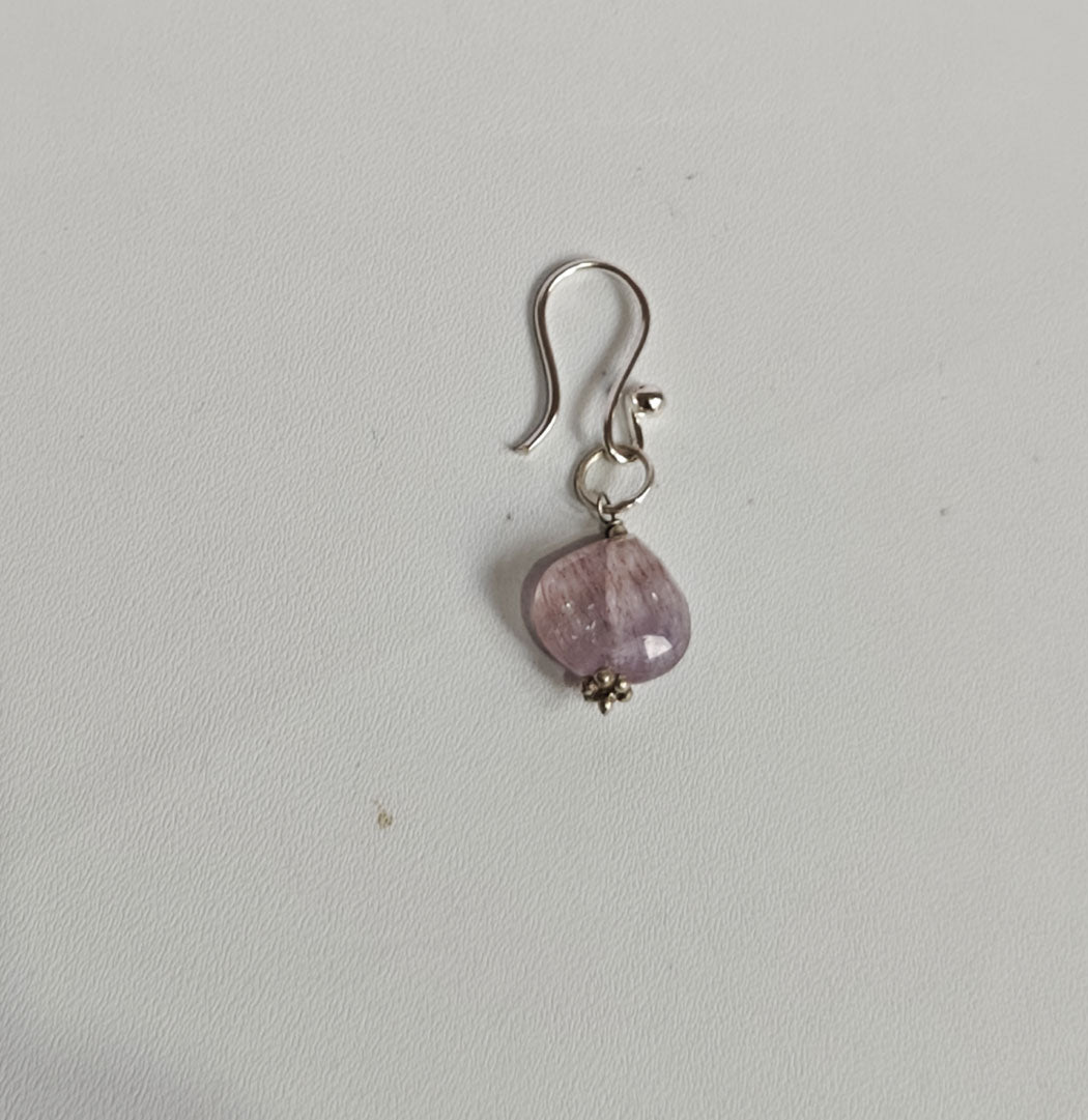 Handmade 925 Sterling Silver Dangle Pair Earrings Heart Shape 8MM Rainbow Moonstone Beads Gemstone Earring Drilled Set For Women or Girl's Jewelry