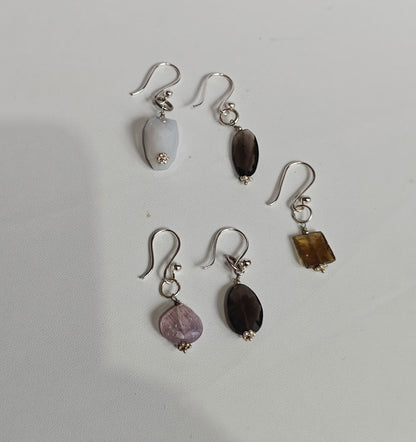 Handmade 925 Sterling Silver Dangle Pair Earrings Round Shape 8MM Howlite Beads Gemstone Earring Drilled Set For Women or Girl's Jewelry