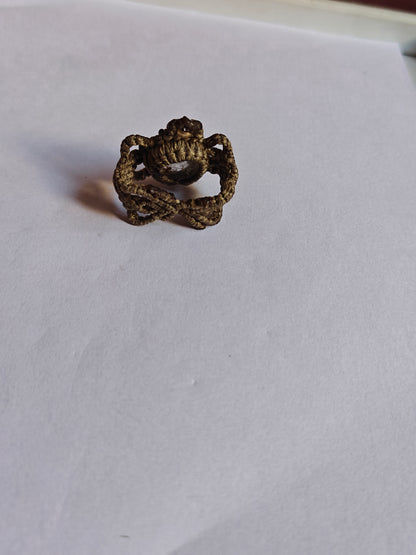 Handmade Macrame Ring with Green Gemstone | Hari Om Creations