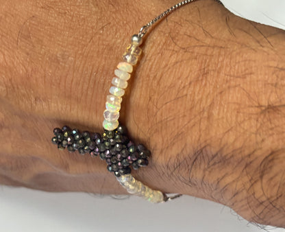 Handmade Metal Bracelet 4mm Opal Beads With 2mm Quartz Beads Gems Drilled Set Fashion Bracelet For Women Gift