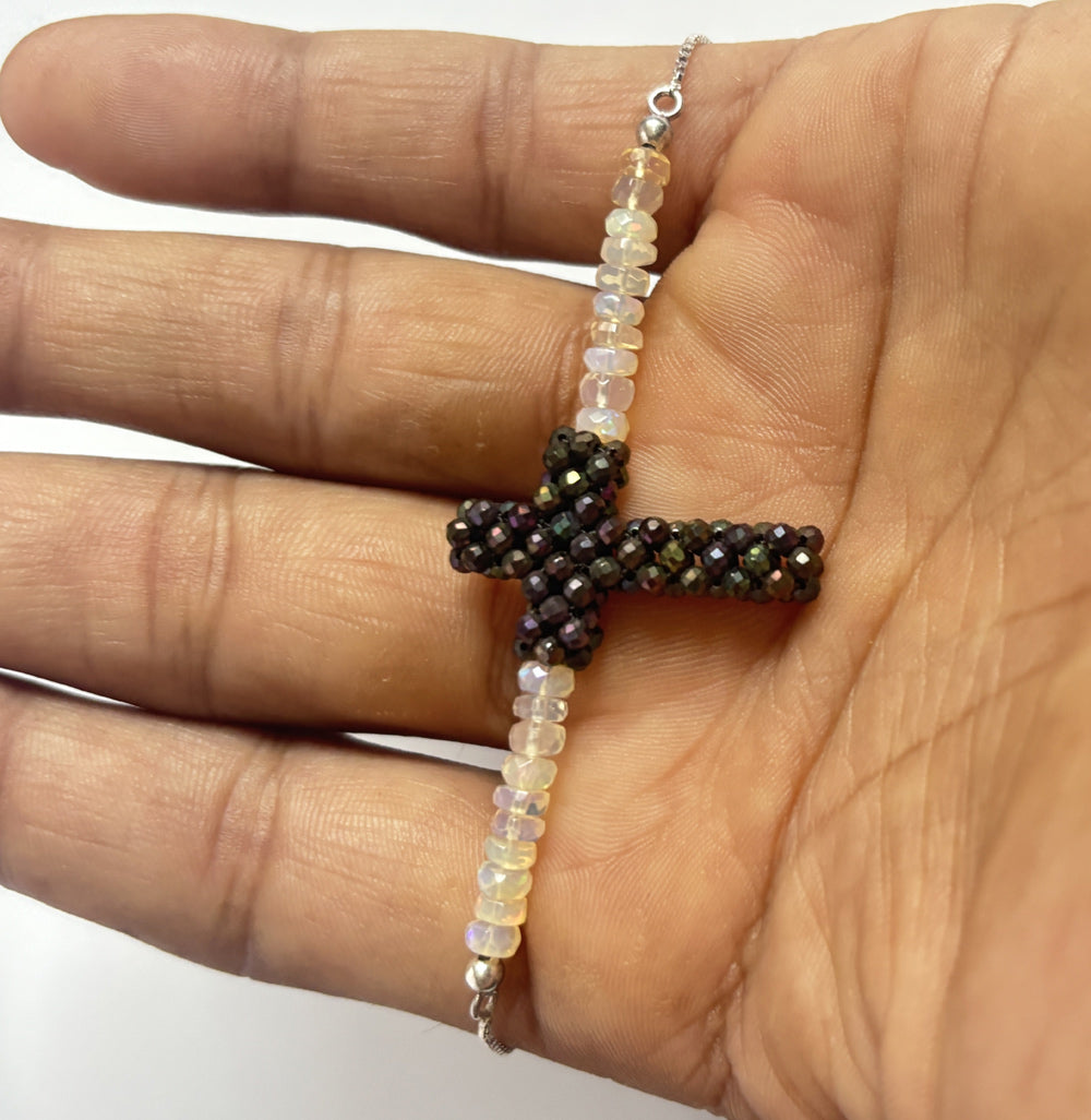 Handmade Metal Bracelet 4mm Opal Beads With 2mm Quartz Beads Gems Drilled Set Fashion Bracelet For Women Gift