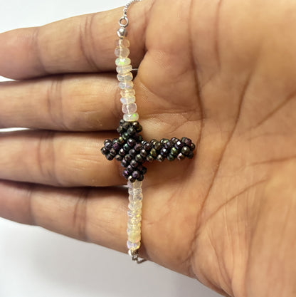 Handmade Metal Bracelet 4mm Opal Beads With 2mm Quartz Beads Gems Drilled Set Fashion Bracelet For Women Gift