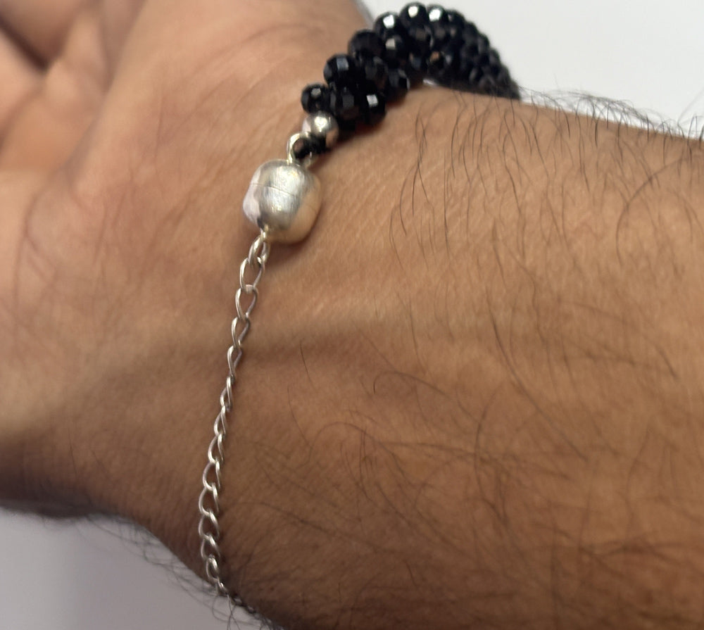 Handmade Metal Bracelet 3mm Black Spinel Beads Gems Drilled Set Fashion Bracelet For Women Gift