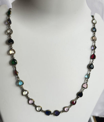 Handmade 8mm Multi Color Quartz Beads Gems Heart Shape Metal Chain Necklace Bezel With Drilled Set Jewelry For Women Gift Metal Brass Necklace Jewelry