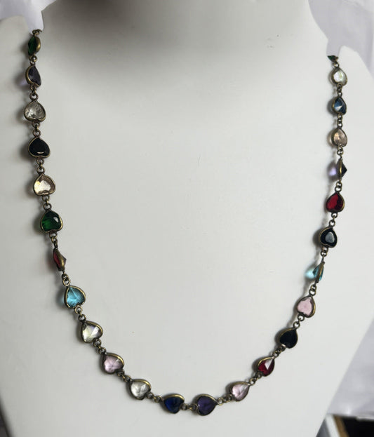 Handmade 8mm Multi Color Quartz Beads Gems Heart Shape Metal Chain Necklace Bezel With Drilled Set Jewelry For Women Gift Metal Brass Necklace Jewelry