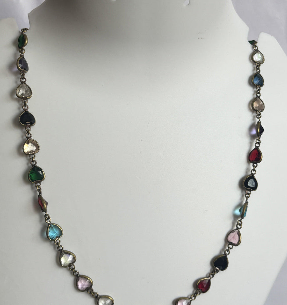 Handmade 8mm Multi Color Quartz Beads Gems Heart Shape Metal Chain Necklace Bezel With Drilled Set Jewelry For Women Gift Metal Brass Necklace Jewelry