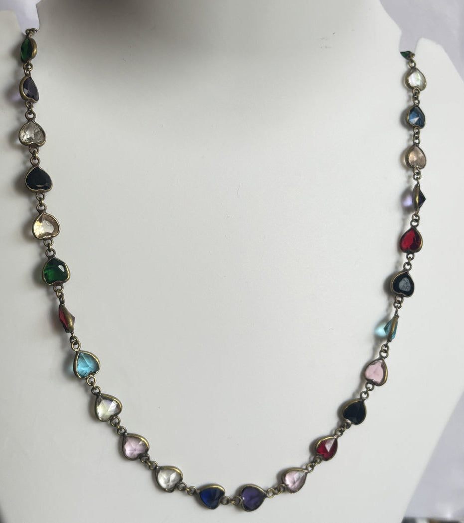 Handmade 8mm Multi Color Quartz Beads Gems Heart Shape Metal Chain Necklace Bezel With Drilled Set Jewelry For Women Gift Metal Brass Necklace Jewelry