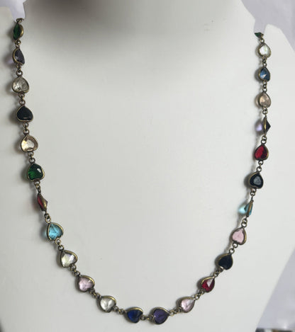 Handmade 8mm Multi Color Quartz Beads Gems Heart Shape Metal Chain Necklace Bezel With Drilled Set Jewelry For Women Gift Metal Brass Necklace Jewelry