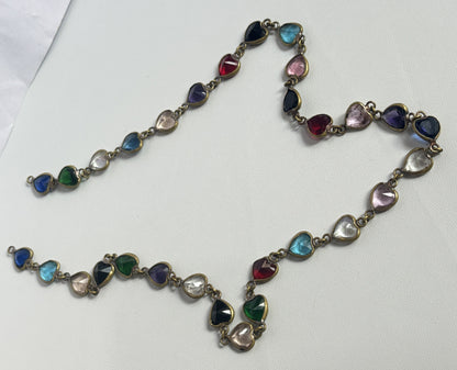 Handmade 8mm Multi Color Quartz Beads Gems Heart Shape Metal Chain Necklace Bezel With Drilled Set Jewelry For Women Gift Metal Brass Necklace Jewelry