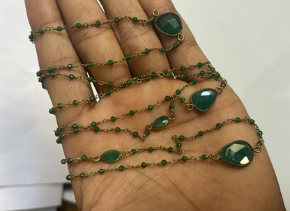 Handmade 7To25mm Labradorite Beads Gems Uneven Shape Metal Chain Necklace Bezel With Drilled Set Jewelry For Women Gift Metal Brass Necklace Jewelry