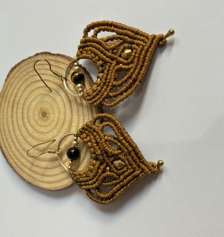 Handmade Macrame Dangle Earrings in Mixed Colors