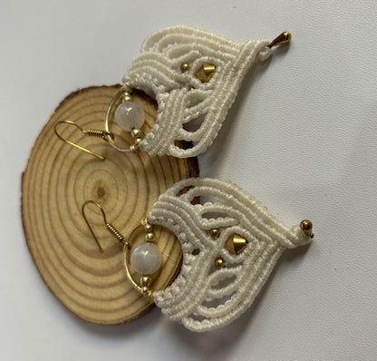 Macrame Dangle Brass Earrings | Hari Om Creations