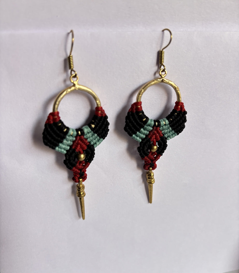 Macrame Dangle Earrings 1.5–2 Inch | Golden Brass Mixed Threads