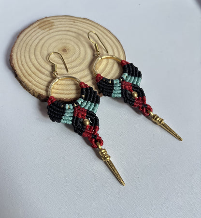 Macrame Dangle Earrings 1.5–2 Inch | Golden Brass Mixed Threads