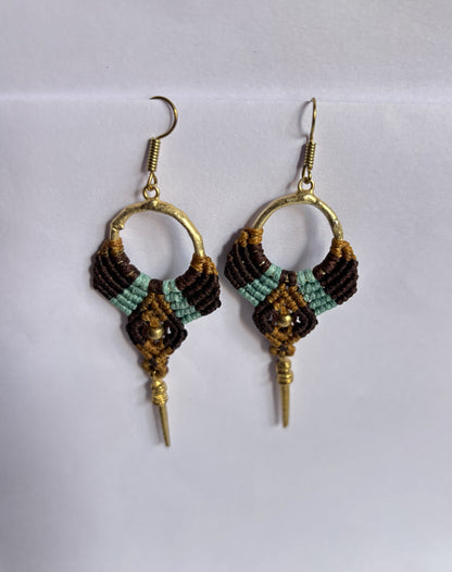 Pair Earrings 1.5–2 Inch | Golden Brass, Mixed Threads