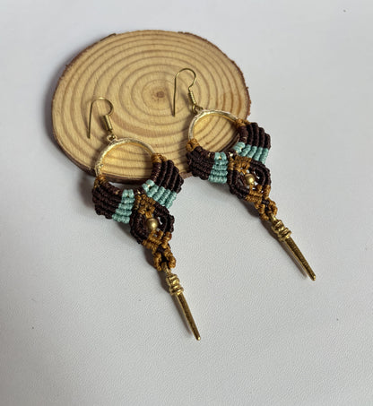 Macrame Dangle Earrings 1.5–2 Inch | Golden Brass Mixed Threads