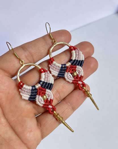 Dangle Earrings 1.5–2 Inch | Golden Brass, Mixed Threads