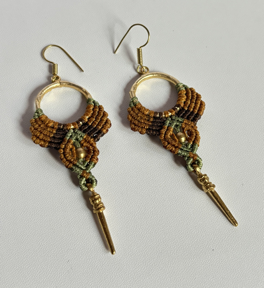 Dangle Earrings 1.5–2 Inch | Golden Brass, Mixed Threads