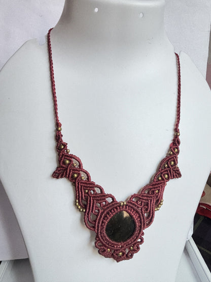 Handmade Macrame Heart Shape Labradorite Necklace 25–30mm