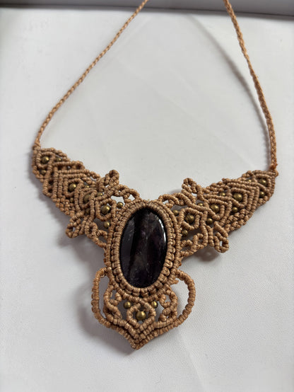 Handmade Macrame Necklace Stone Size 25To30MM Oval Shape Black Onyx Gemstone Golden Color Threads Necklace For Women And Girl's Jewelry