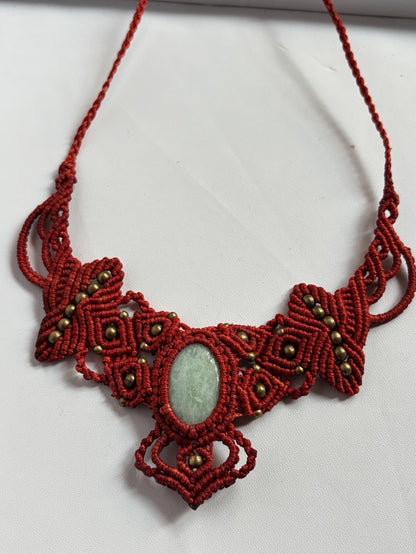 Macrame Amazonite Oval Shape Necklace | Golden Threads