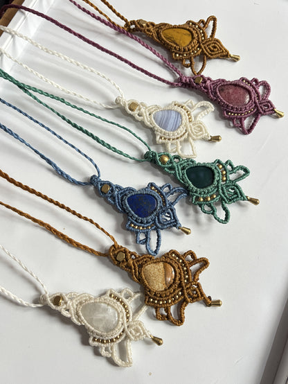 2025 Trendy Crafted By Hand Macrame Necklace Stone Size 20To25MM Pear Shape Rainbow Moonstone Gemstone Beads White Color Threads Bezel Set Necklace For Women And Girl's Jewelry