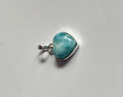 Awesome Handmade 15MM Heart Shape Larimar Stone Pendant Bezel Setting 925 Sterling Silver Pendant Anniversary Gift for Wife For Her