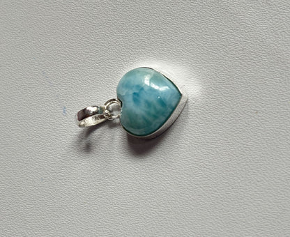 Awesome Handmade 15MM Heart Shape Larimar Stone Pendant Bezel Setting 925 Sterling Silver Pendant Anniversary Gift for Wife For Her